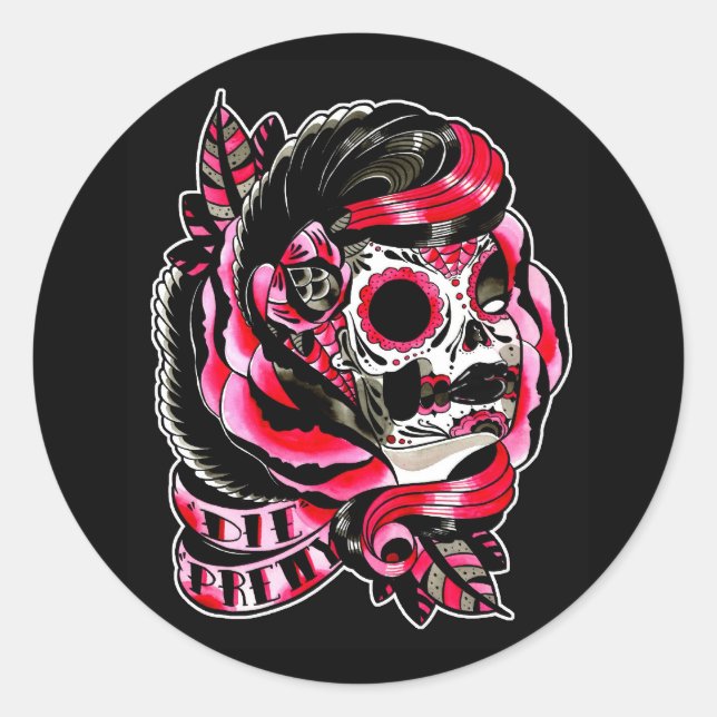 Sticker Rond Die Pretty (Devant)