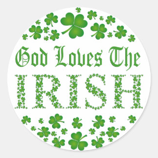 STICKER ROND DIEU AIME LES IRLANDAIS