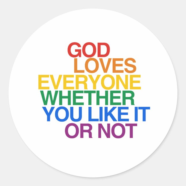 STICKER ROND DIEU AIME TOUT LE MONDE - (Devant)