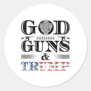Sticker Rond Dieu Armes Et Trump - 2e amendement Droit de porte