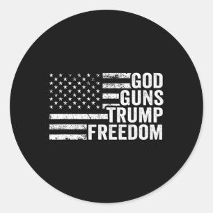Sticker Rond Dieu Armes Trump Liberté - Chrétien Drôle Pro Arme