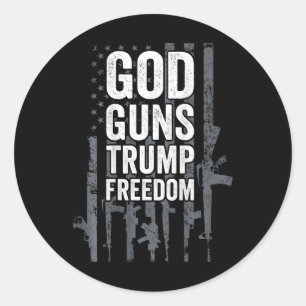 Sticker Rond Dieu Armes Trump Liberté - Drôle Pro Armes Drapeau
