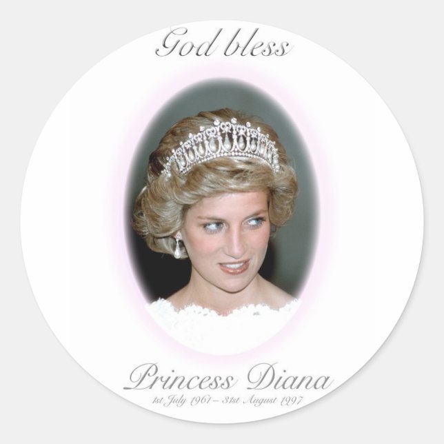 Sticker Rond Dieu Béni Princesse Diana (Devant)