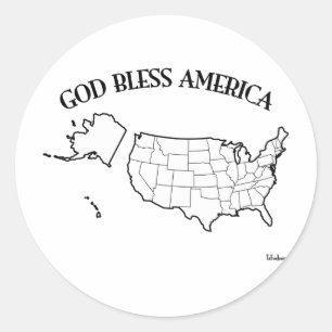 Sticker Rond DIEU BÉNISSE L'AMÉRIQUE avec le plan US