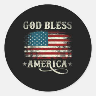 Sticker Rond Dieu bénisse l'Amérique Drapeau États-Unis 4 juill