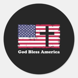 Sticker Rond Dieu bénisse l'Amérique drapeau patriotique avec c