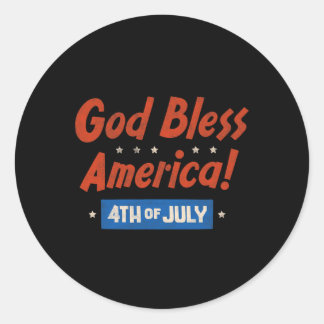 Sticker Rond Dieu bénisse l'Amérique Joyeux 4 juillet Patriotiq