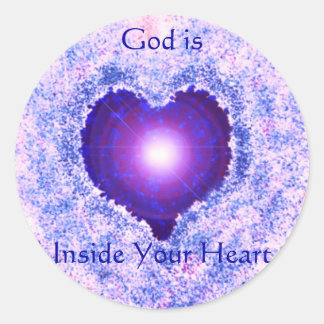 Sticker Rond Dieu Coeur, Dieu est dans votre coeur