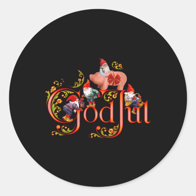 Sticker Rond Dieu de Noël scandinave Jul Marzipan Pig (Devant)