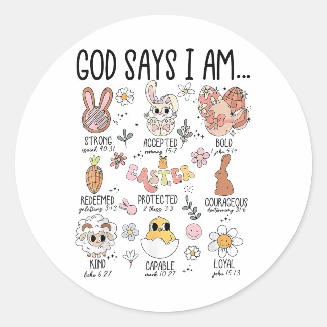 Sticker Rond Dieu dit que je suis jour de Pâques (Devant)