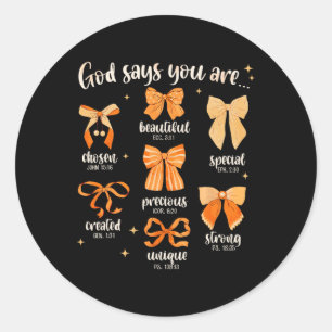 Sticker Rond Dieu dit que vous êtes chrétien Bible Coquette noe
