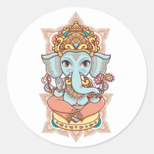 Sticker Rond Dieu éléphant hindou Lord Ganesh.