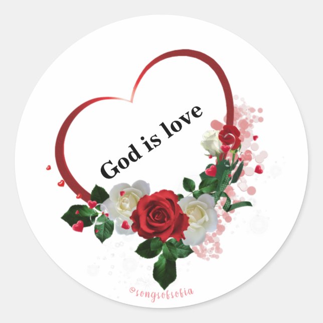 Sticker Rond Dieu est amour (Devant)