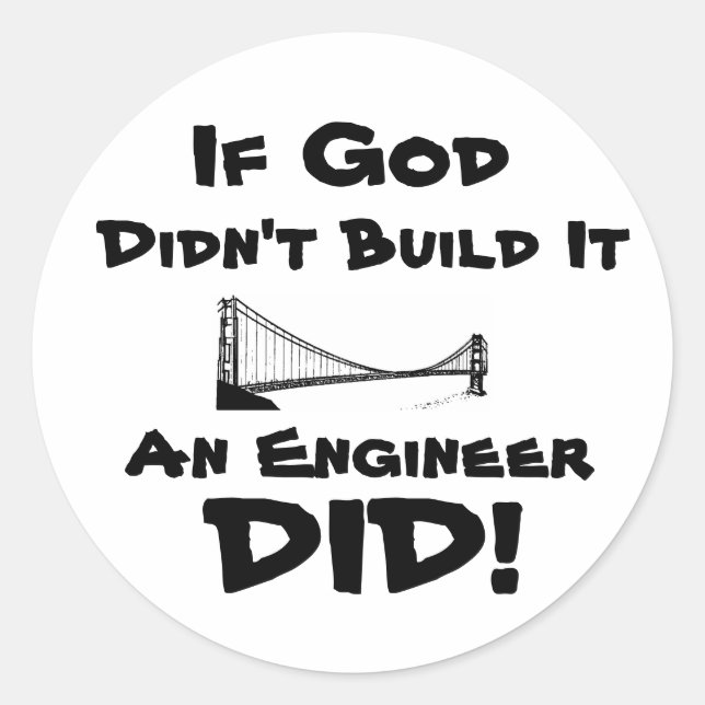 Sticker Rond Dieu est un ingénieur ! (Devant)