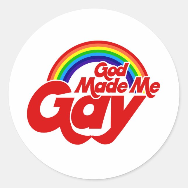 Sticker Rond Dieu m'a rendu gay Rainbow (Devant)