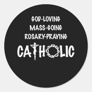 Sticker Rond Dieu Messe Amour Goûter Rosaire Priant Catholique