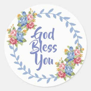 Sticker Rond Dieu te bénisse Courbe Florale