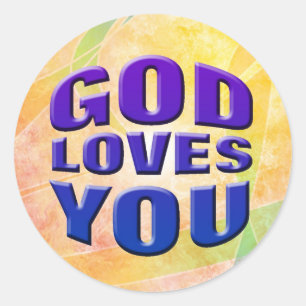 Sticker Rond Dieu vous aime #2