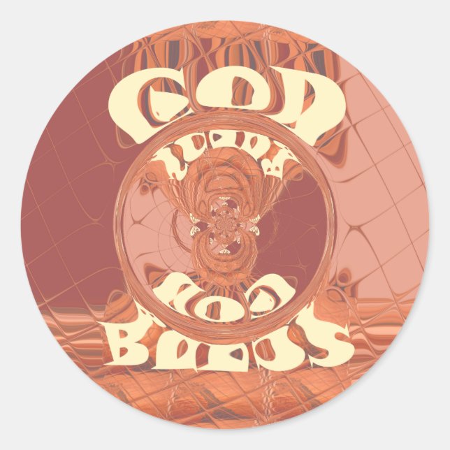 Sticker Rond Dieu Vous Bénit Un Design De Texte Inspirant. (Devant)