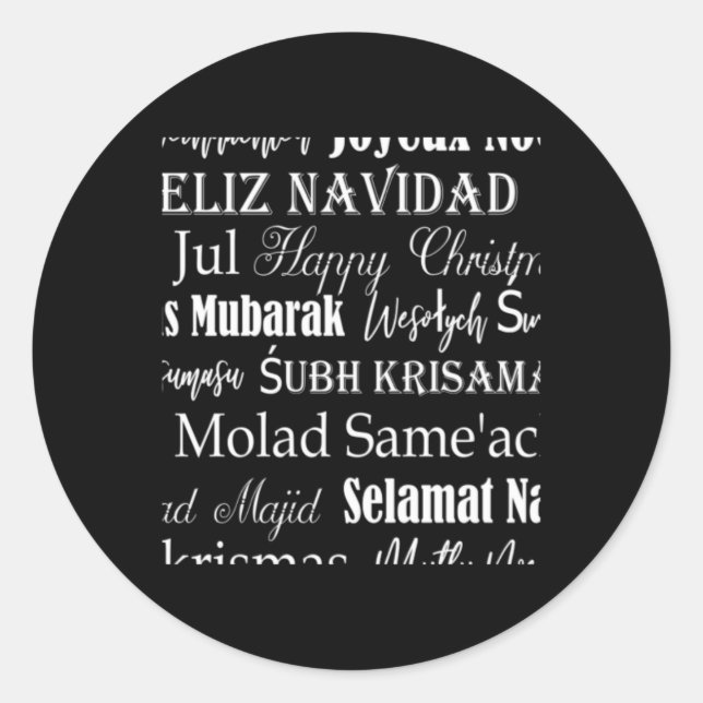 Sticker Rond Different Languages Of Merry Christmas T Shirt  (Devant)