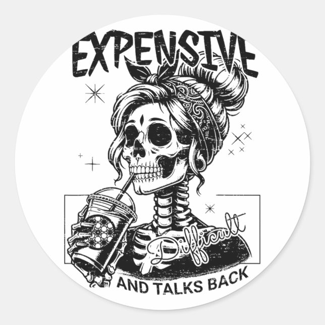 Sticker Rond Difficulté Coûteuse Et Parle En Retour Fête Des Mè (Devant)