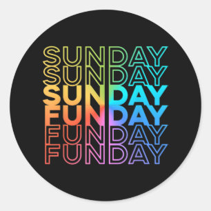 Sticker Rond Dimanche Fête Rainbow Fade Color