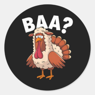 Sticker Rond Dinde de Thanksgiving drôle et heureux, un costume