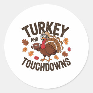 Sticker Rond Dinde de Thanksgiving et touchés Joueur de footll