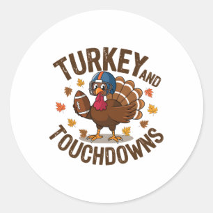 Sticker Rond Dinde de Thanksgiving et touchés Joueur de footll