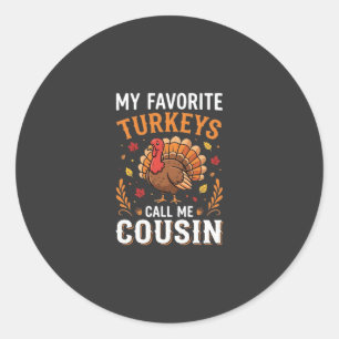 Sticker Rond Dinde de Thanksgiving Famille Cousine