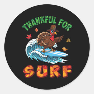 Sticker Rond Dinde mignonne reconnaissante pour le jour de surf