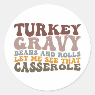 Sticker Rond Dinde Sauce Haricots Et Roulés D'automne Thanksgiv