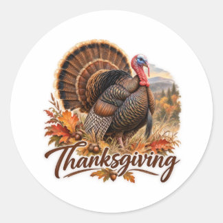 Sticker Rond Dindon sauvage de Thanksgiving