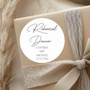 Sticker Rond Dîner de répétition manuscrit du Mariage