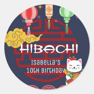 Sticker Rond Dîner japonais hibachi fête d'anniversaire