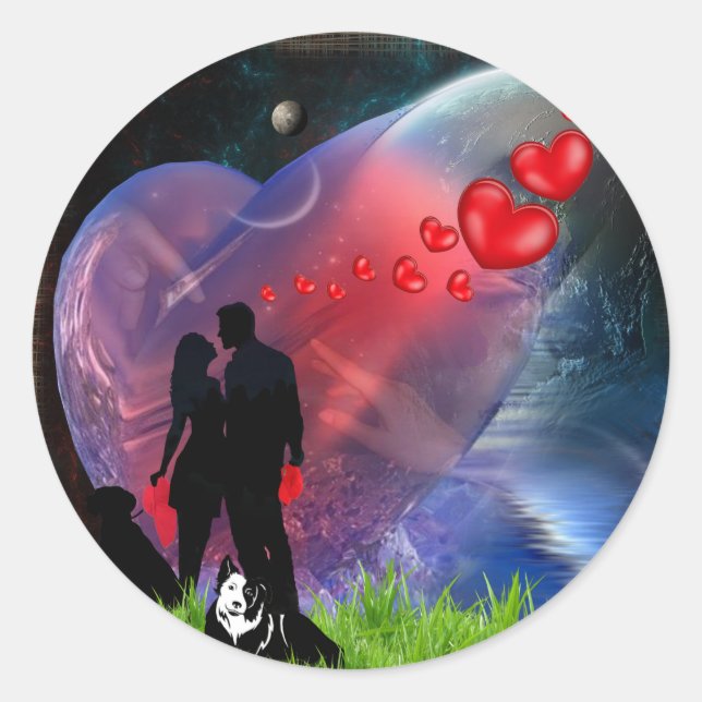 Sticker Rond Dîner romantique (Devant)