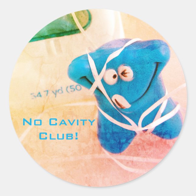 Sticker Rond Dingue, Pas De Cavity Club ! (Devant)