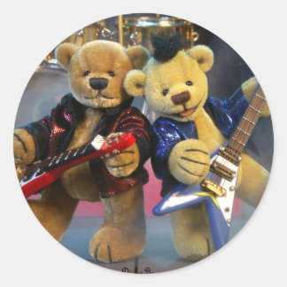 Sticker Rond Dinky Bears Guitare Duet