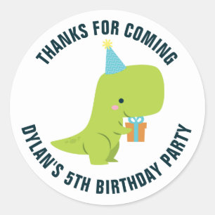 Sticker Rond Dino Anniversaire de enfant Party