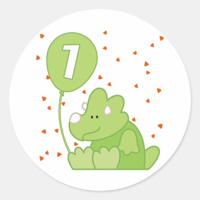 Sticker Rond Dino Baby 1er anniversaire (Devant)