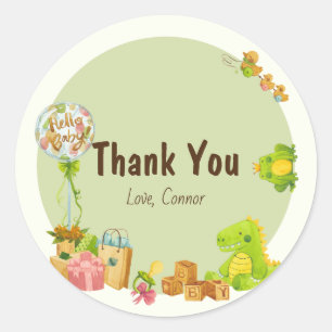Sticker Rond Dino enfants jouets fête d'anniversaire
