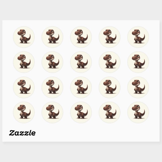 Sticker Rond Dino Gorogsaurus - Collection Kammli Friends (Feuille)