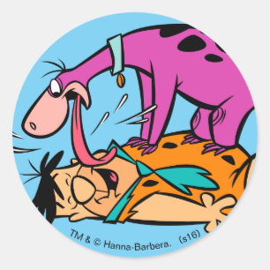 Sticker Rond Dino léchant le Flintstone de Fred