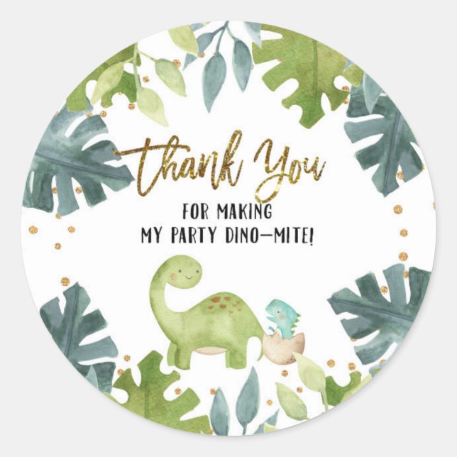 Sticker Rond Dino Merci Stickers. (Devant)