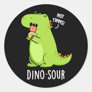 Sticker Rond Dino-sour Dinosaure Pun Dark BG