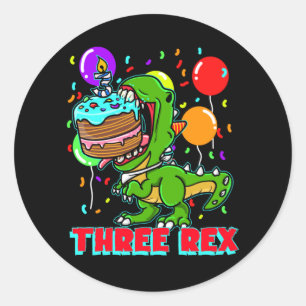 Sticker Rond Dinofan de 3 ans