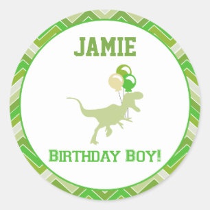 Sticker Rond Dinosaur Anniversaire Cupcake Toppers/Stickers