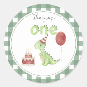 Sticker Rond Dinosaur aquarelle 1er anniversaire
