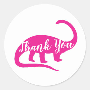 Sticker Rond Dinosaur Baby shower Dino Rose Girl