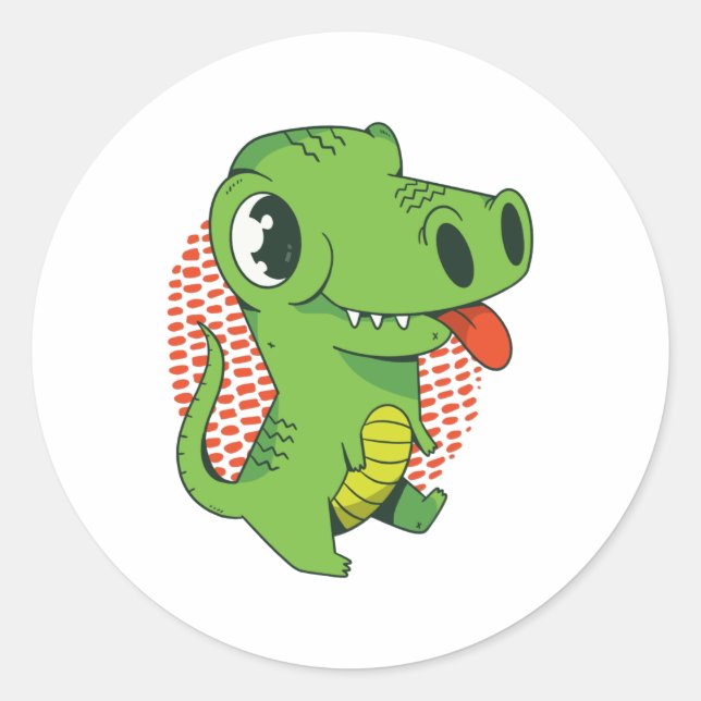 STICKER ROND DINOSAUR CUTE BÉBÉ (Devant)